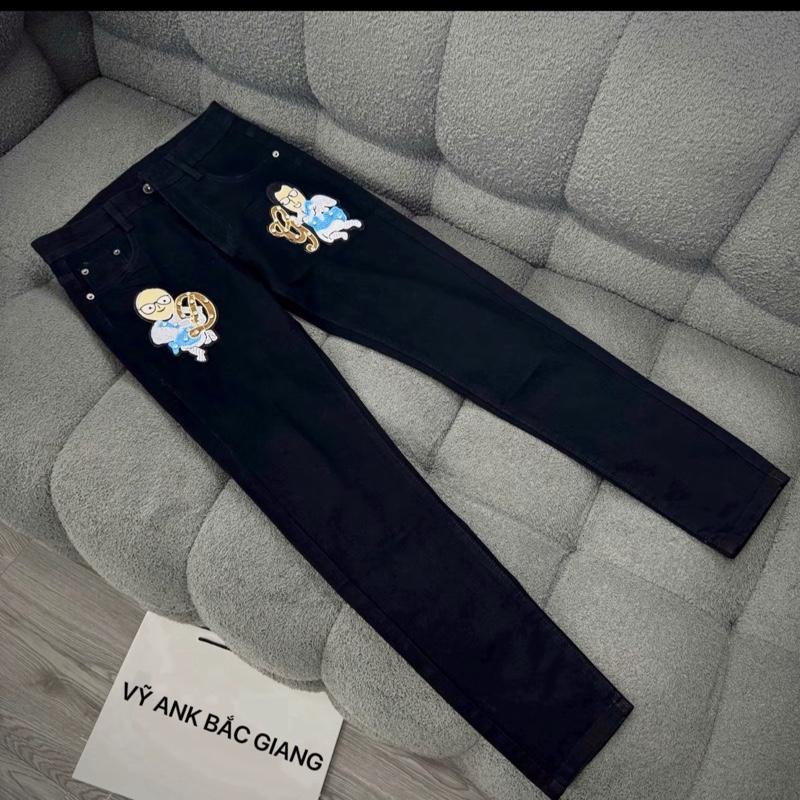 Quần jean đen trơn thiên thân co dãn cao cấp ông ôm bó vải mềm cho nam