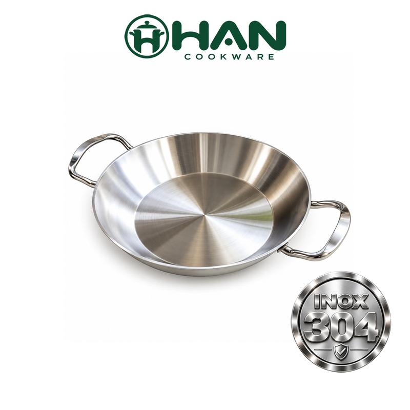 Chảo Inox Nguyên Khối Chockmen Cầu Tuyết 2 Quai - Inox 18/10 Đáy Liền Nguyên Khối Chống Dính Tự Nhiên Xào Chiên Rán