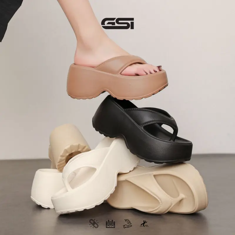 【GSI Shoes】Sandal Wanita Sendal Jepit Wedges Wanita Tebal Fashion Korea Bahan Karet EVA Rubber Premium Empuk Ringan dan Elastis 0