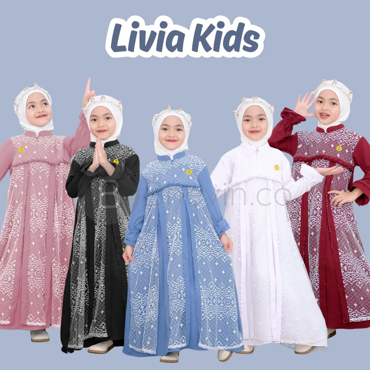 Baju Gamis Anak Perempuan Livia Kids / Gamis Brukat Anak 3-10 Tahun / Dress Anak Brukat