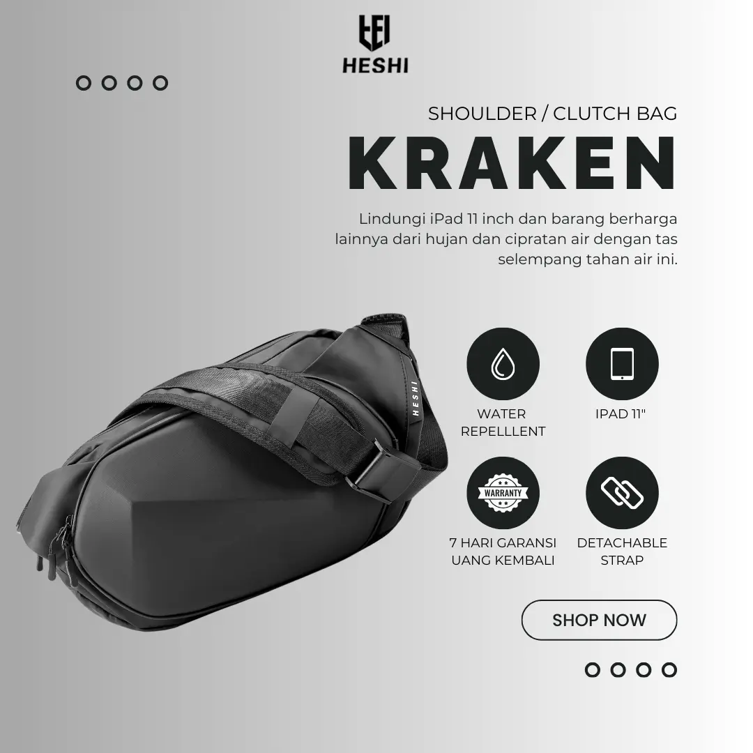 Sling Bag Hitam Pria Waterproof Hard Cross Army Shell - KRAKEN WB10BLK