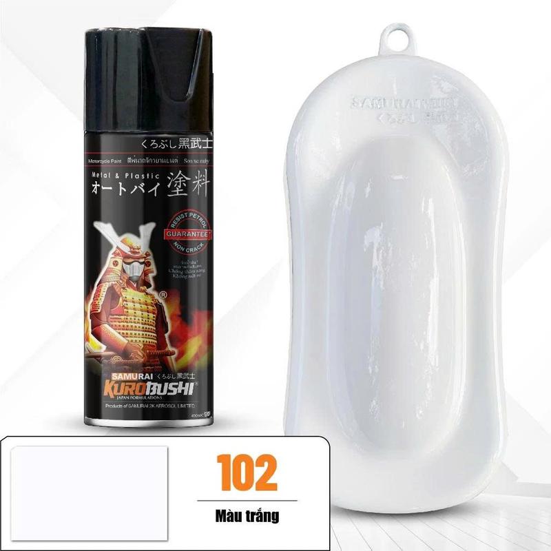  Sơn Xịt Màu Trắng Bóng Mã 102 Samurai 400ml Chất Lượng Cao Bảo Vệ Bề Mặt Xe Đẹp Sáng Bóng 
