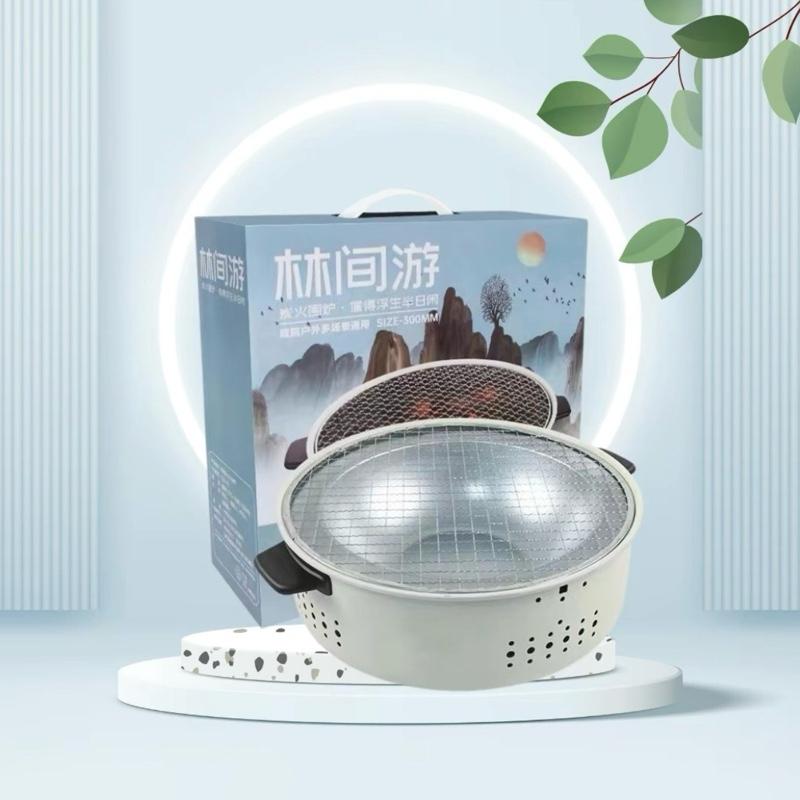  Bếp Nướng Than Hoa Tròn Không Khói BBQ Chịu Nhiệt Picnic Cắm Trại Dã Ngoạn Tiện Lợi Cho Mọi Hoạt Động 