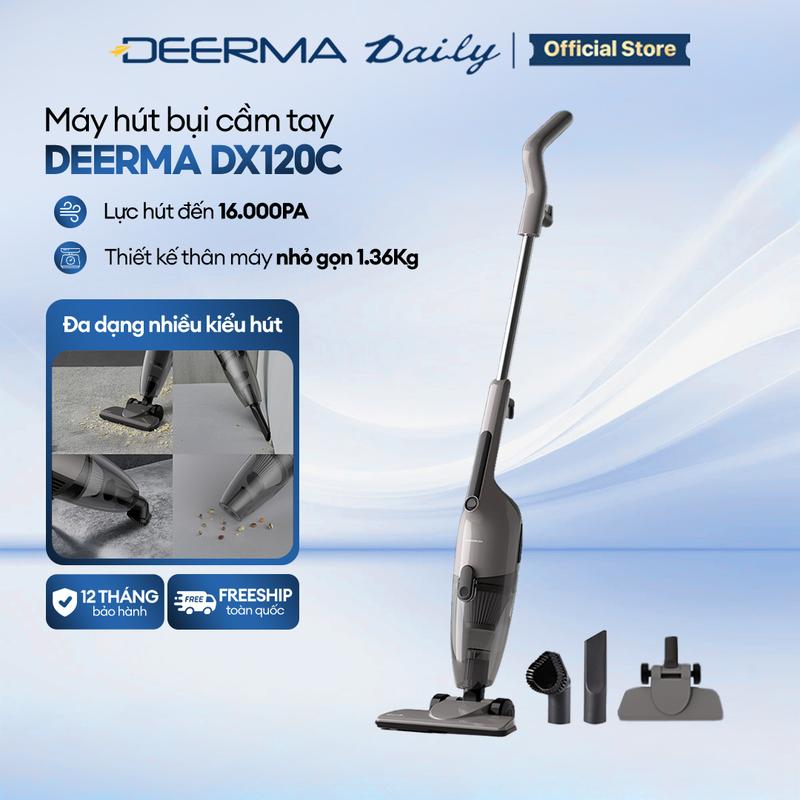 Máy hút bụi cầm tay Deerma DX120C lực hút 16000pa, công suất 600W phiên bản mới 2025