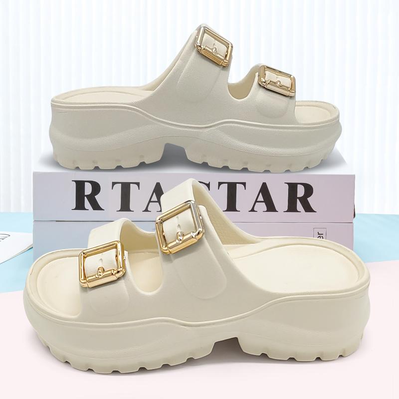 TEFANSY Sandal Wanita Kekinian Tinggi Sandal Fuji Wanita Wedges Korea Strap Dua Sandal Jelly Wanita 36-41 Kasual 3