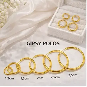 Anting GIPSY Lingkar Polos Gold Premium – Ukuran Lengkap 1,2–3,5 cm