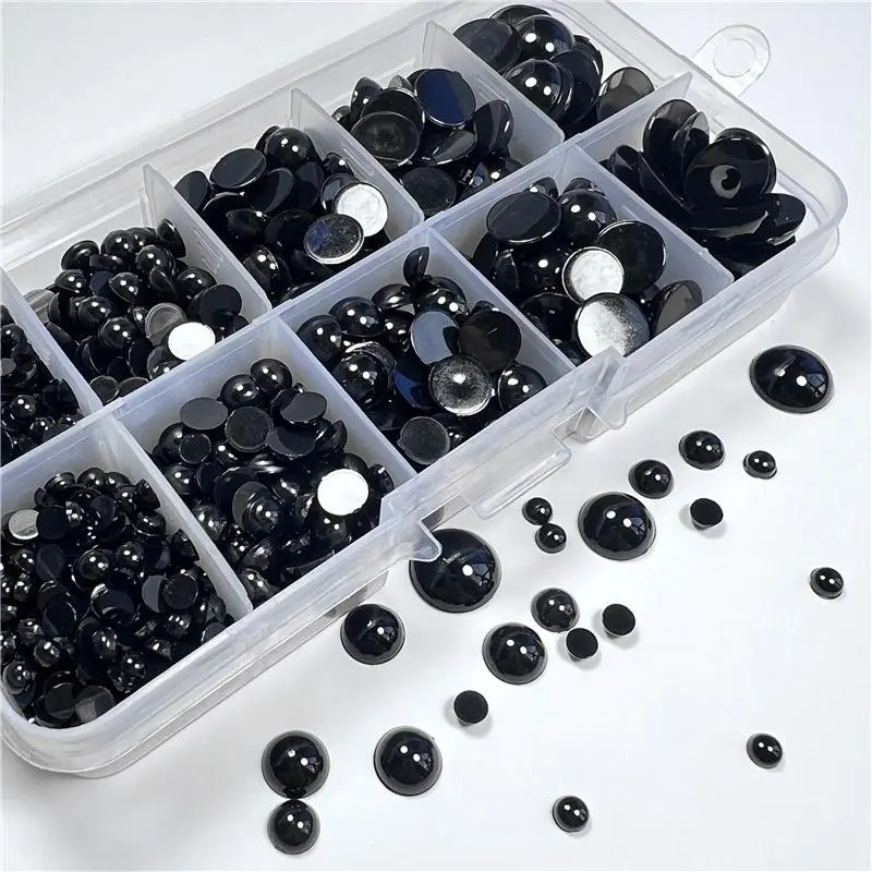 4-12mm 100Pcs/set Black Flat Bottom Plastic Handmade DIY Teddy Bear Doll Doll Eyes Nose Clothing Decorative Patch