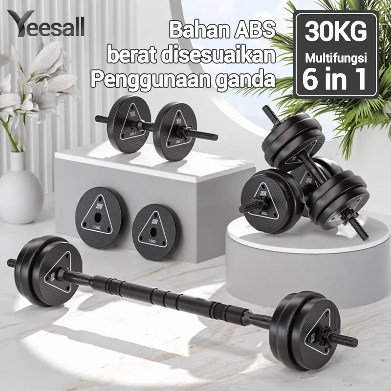 Dumbbell Barbell 30Kg Multi Function Dumbbell Alat Futnes Gym Set Bisa Bongkar Pasang