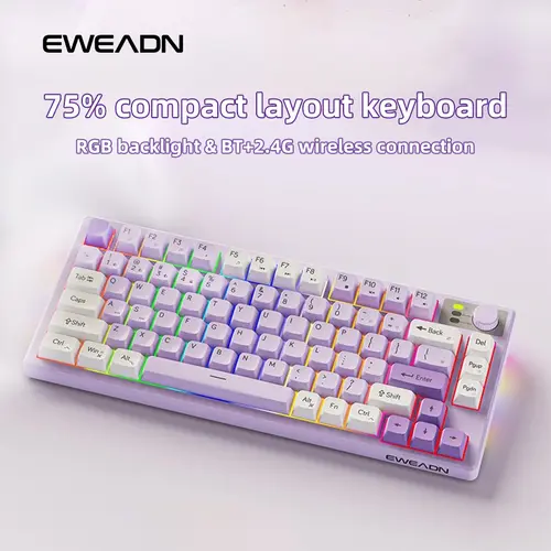 EWEADN  V75 Bàn Phím Bluetooth Không Dây Chế Độ Kép Giả Cơ Trò Chơi Văn Phòng Im Lặng Bàn Phím Và Chuột cho Máy Tính Xách Tay