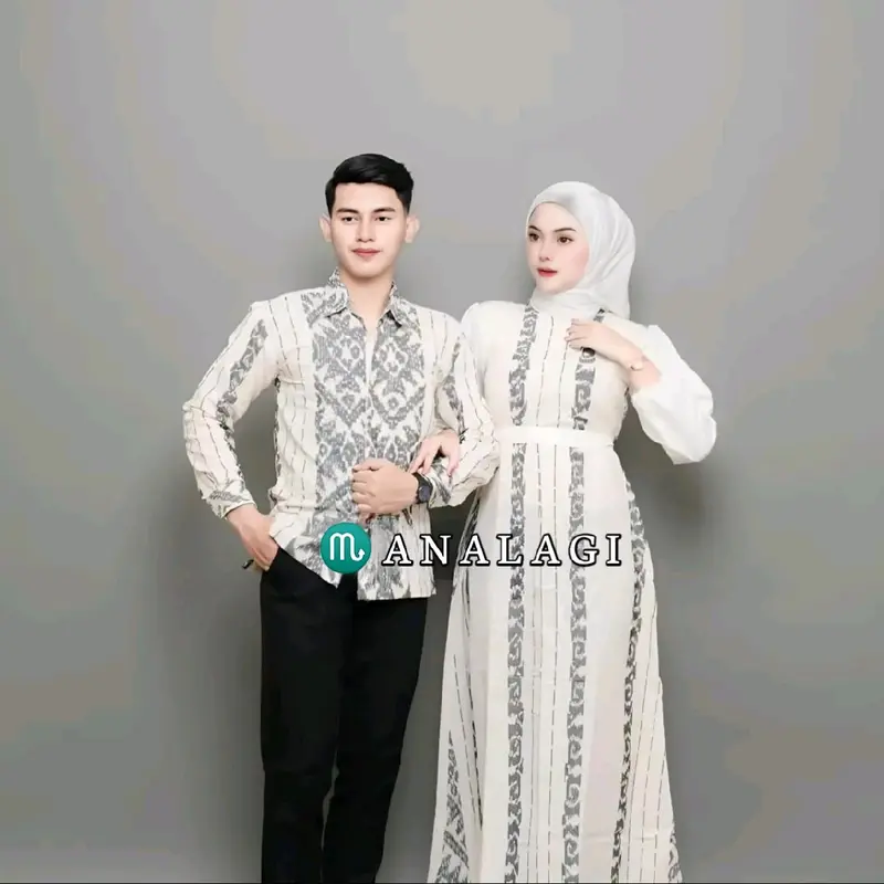 Baju Couple Tenun putih Baju Keluarga Set Couple 1