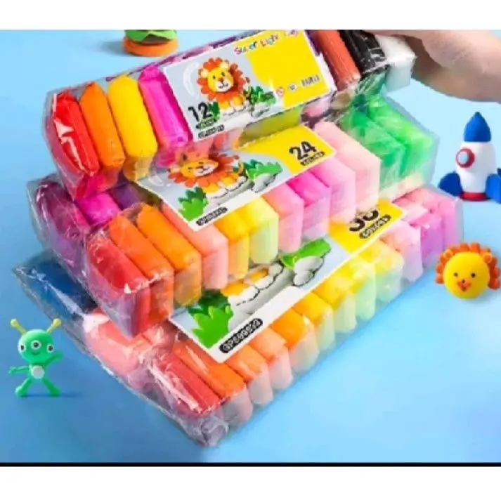 Warna-warni Plastilina untuk Anak-anak - 12 Warna Cerah & 24 Warna Cerah - Mainan Kreatif untuk Anak-anak - Hadiah Edukatif & Hiburan