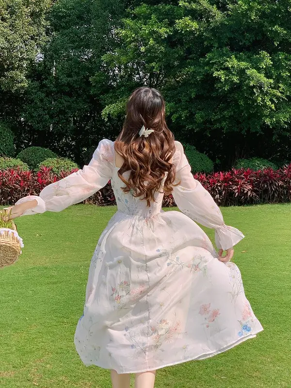 Gaya Baru Gaun Sifon Lengan Panjang Fairy Dress Cantik 3