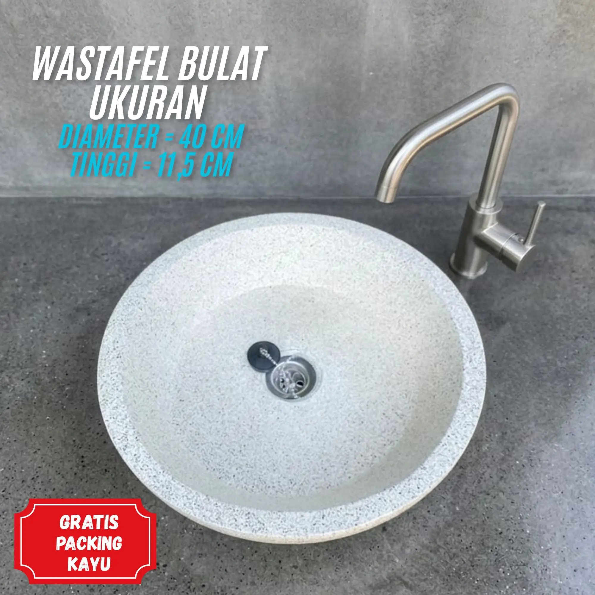 wastafel bulat ukuran diameter di 40cm tinggi 11,5cm ONGKIR OTOMATIS