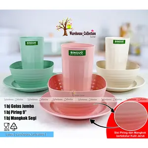 3 IN 1 Piring Mangkok Gelas Ramen Korean Soft Plastik Tebal Bpa Free // Simple Set Alat Makan Untuk Souvenir/Hampers Ultah