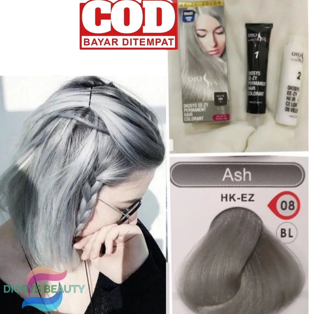 CAT RAMBUT ABU ABU ASH GREY DIOSYS 100ml plus developer