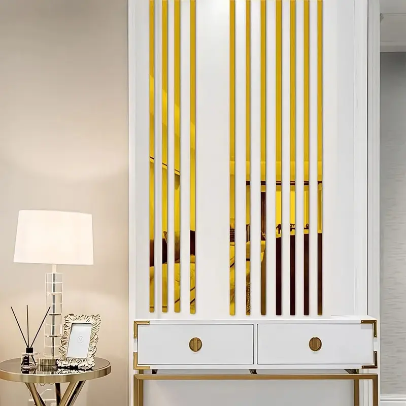 List Mirror Meteran 12mm & 15mm Gold Silver Ceiling Edge Strip Mirror Living Room Office Decoration Stainless SS201 Steel Flat Decorative Lines Titanium Wall Stcker Waterproof Mendunia 2