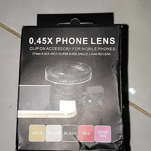 Sankeshu Lensa 2in1 Sudut Lebar 0.45x Anti Refleksi Kaca Glass Hitam untuk Ponsel & Kamera Digital dengan Klip Universal dan Perlindungan Lensa