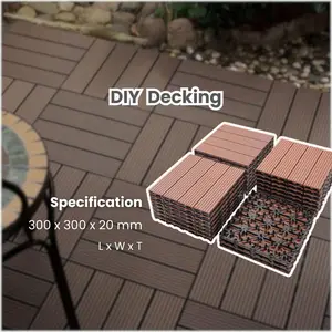 [YOSHIYA HOMES] DIY Decking/WPC Tile/Lantai Outdoor | Premium  Klik  Tahan Air  & Rayap | 30 x 30 cm