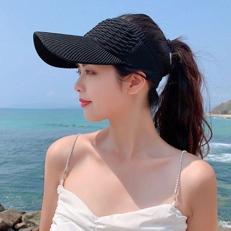HM Topi Senam Wanita Summer Zumba Topi Knit Visor Sport Baseball Rajut Katun BISA COD 1