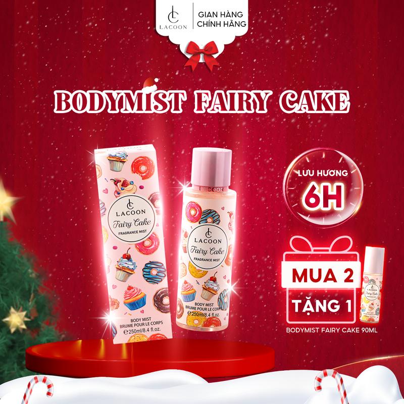 Lacoon Body Mist FAIRY CAKE 90ml & Lotion 90ml - Xịt Thơm Toàn Thân Dưỡng Tay Giúp Da Mềm Mại Cả Ngày - An Toàn Cho Mọi Loại Da
