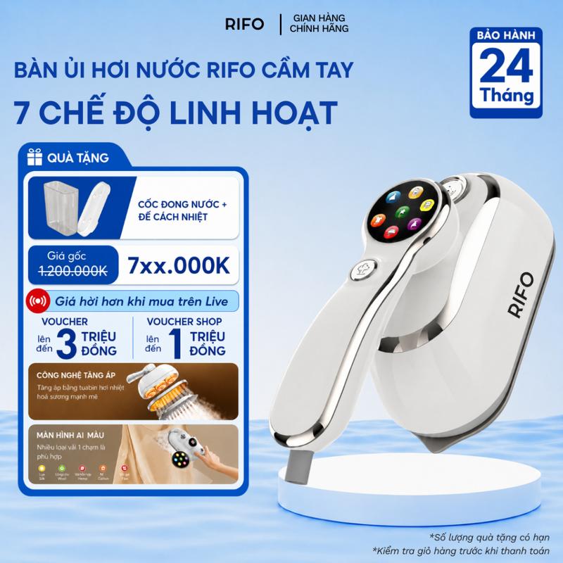Bàn ủi hơi nước cầm tay công suất 1300W màn hình hiển thị 7 chế độ phun hơi tăng áp làm phẳng quần áo nhanh chóng