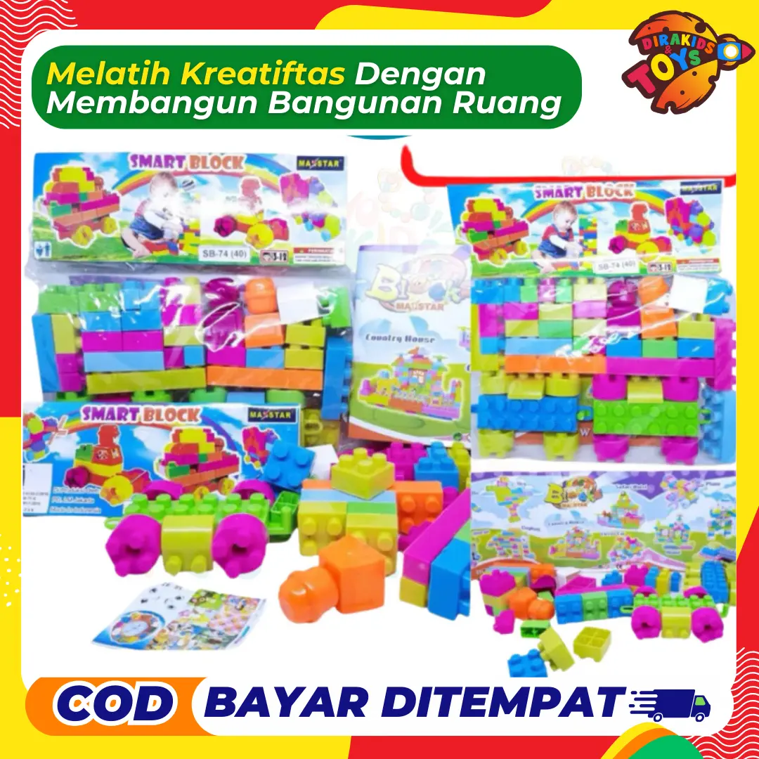 Mainan Anak DIY Susun Blok Isi 40pcs Murah Toys