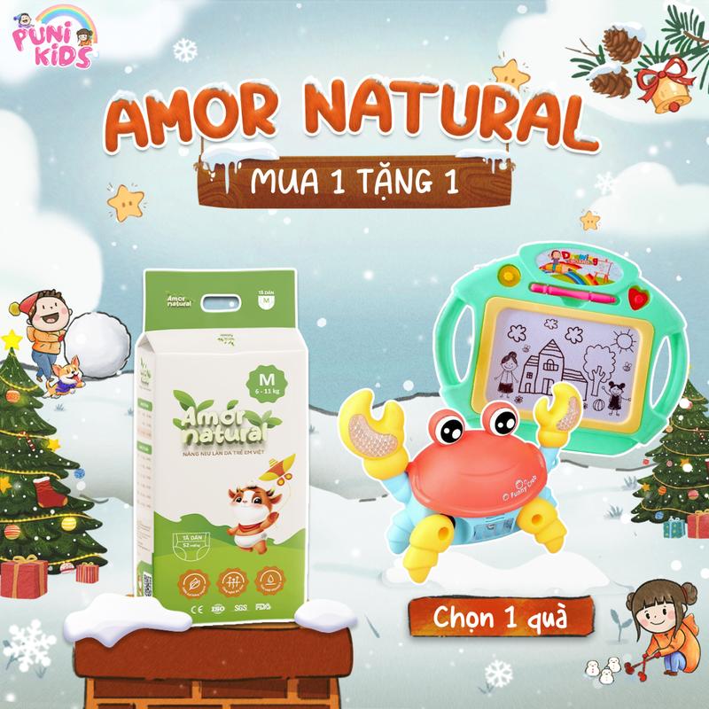 1A TẶNG CUA ĐIỆN BẢNG VẼ 01 BỊCH TÃ BỈM VIỆT AMOR NATURAL Dán Quần Bỉm Việt Chất Lượng Mỏng Nhẹ Thấm Tốt Size NB - 4XL Cho Bé