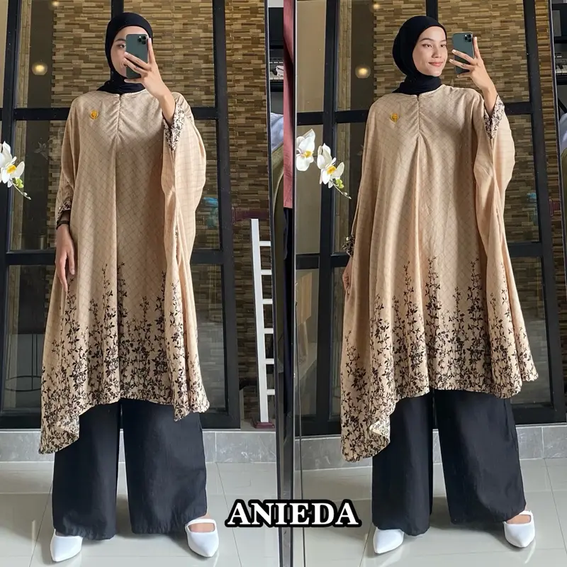 Hamidah set abaya malaya by anieda material rayon premium mix celana kulot polo linen premium 2