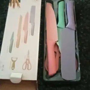 Pisau Set 6 in 1 Rainbow Stainless Steel Lengkap Dengan Gunting Peeler Buah Sayur Serbaguna Kitchenware