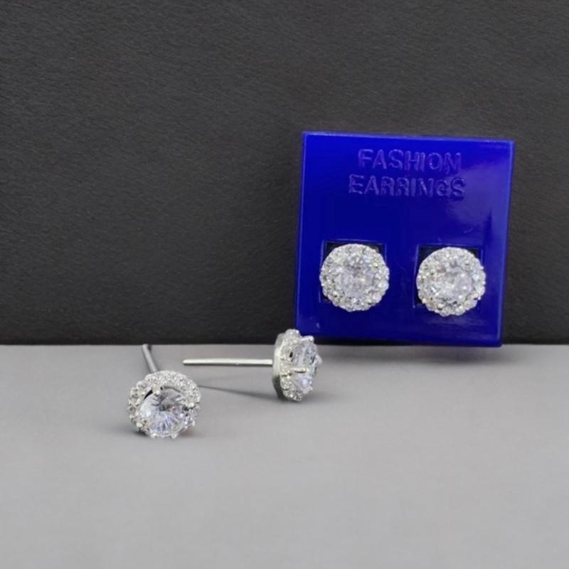Khuyên tai nụ tròn nam nữ đính đá lấp lánh chất liệu bạc Tehio jewelry store THJ02 0