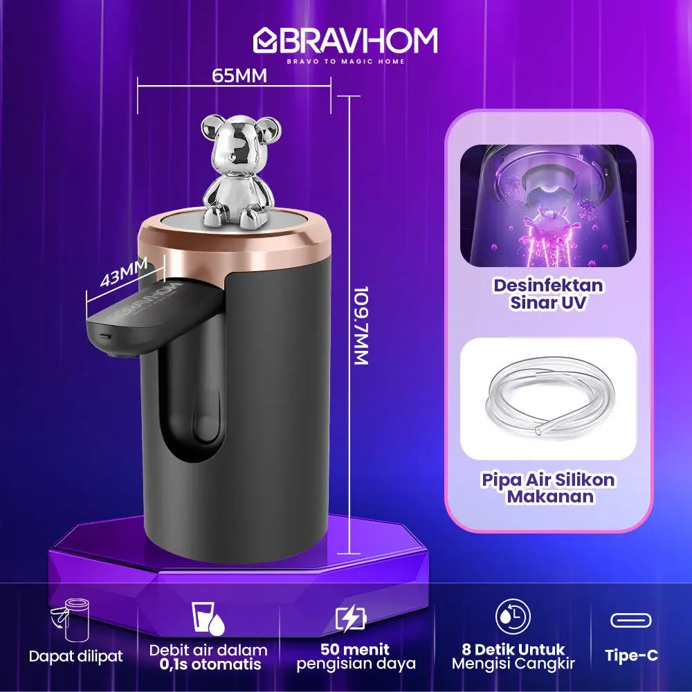 B-WD02-P-Black-UV Light-Bear