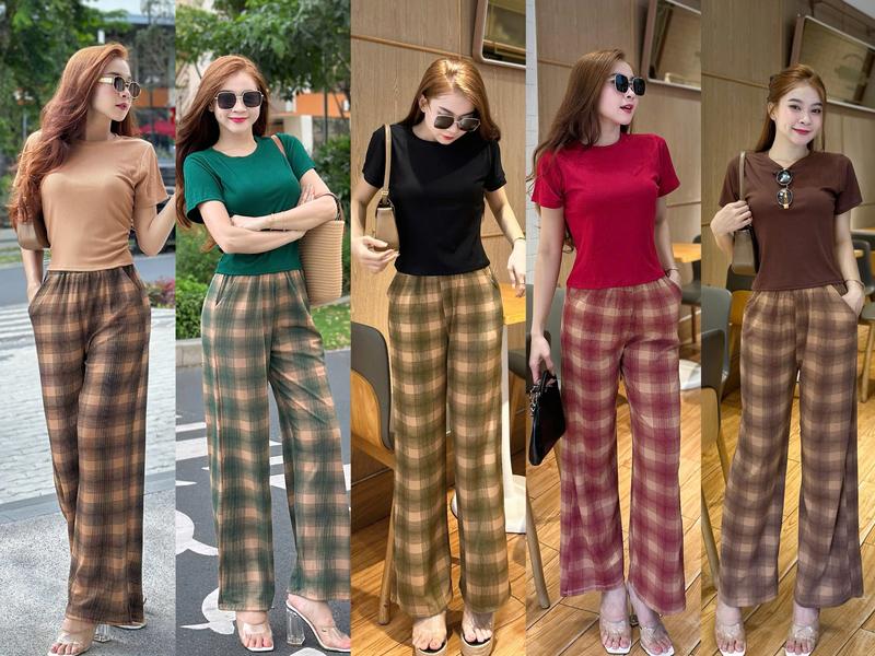 B-63 SET BỘ ÁO THUN TĂM TRƠN & QUẦN ỐNG SUÔNG RỘNG