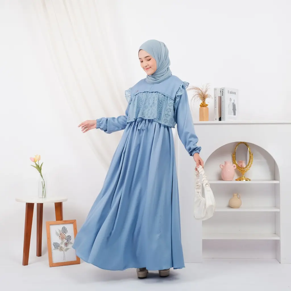 MEYSHA DRESS by STAR 09 STORE Dress remaja masakini cocok untuk acara resmi & santai,bahan shakila premium di padu brukat motif.