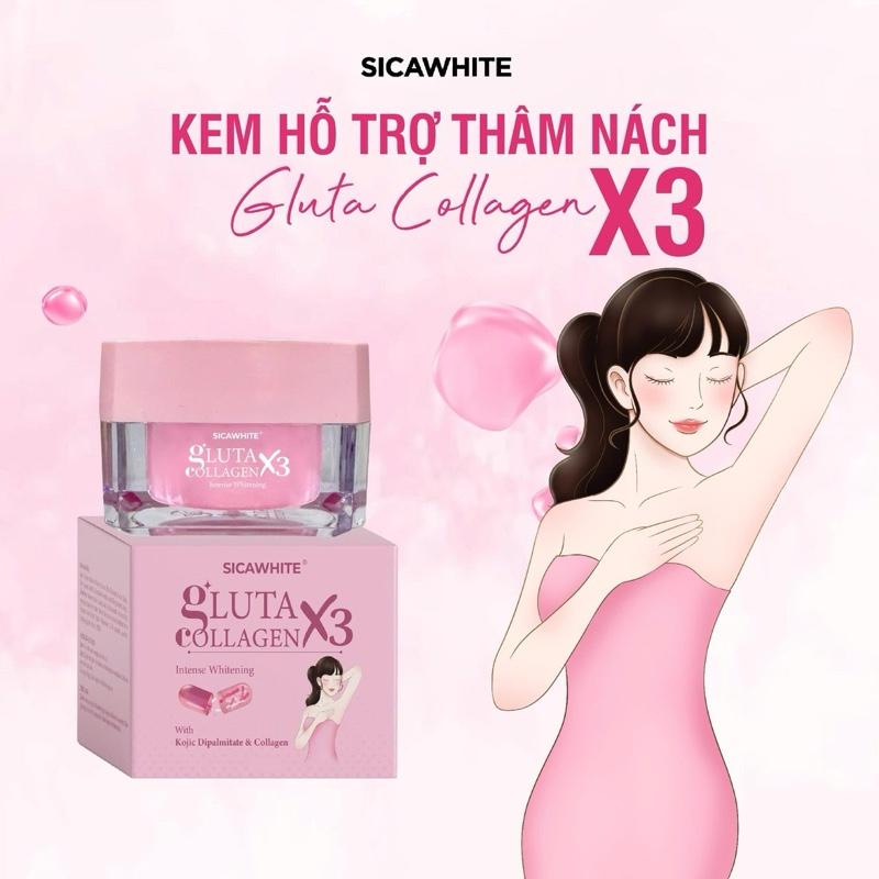 1 HỘP Kem hổ trợ mờ thâm GLUTA COLLAGEN X3 - Kem SICA WHITE- Kem cải thiện sắc tố da những vùng như nách đầu gối khuỷ tay - Net 10gram