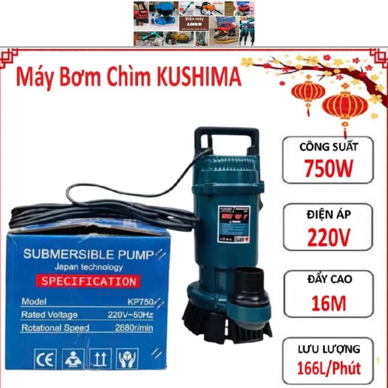  Máy bơm chìm,Bơm tõm 750W  1HP  dây đồng kushima - Bảo hành 12 tháng,Máy bơm nước chìm Bơm thả chìm 
