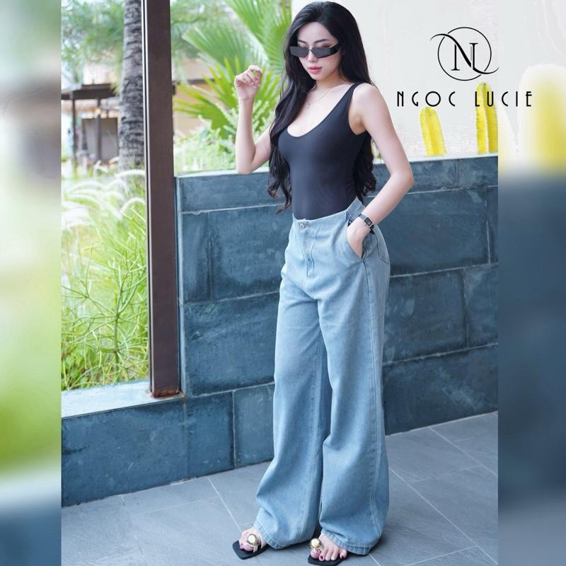 [DEAL MỞ BÁN] Q37 - Quần Jean Ống Suông To Rộng Không Lưng Trơn Đơn Giản - Ngọc Lucie