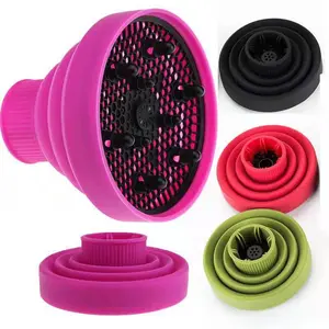 Silicone Hairdryer Diffuser Cover Temperature Resistant Silica Foldable Hairdressing Curly Styling Hair Care Salon - red