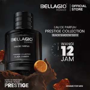 Bellagio EDP Prestige Collection Black Shadow 50ml – Parfum Lokal Pria, Wangi Woody Amber Tahan Lama, Maskulin & Misterius