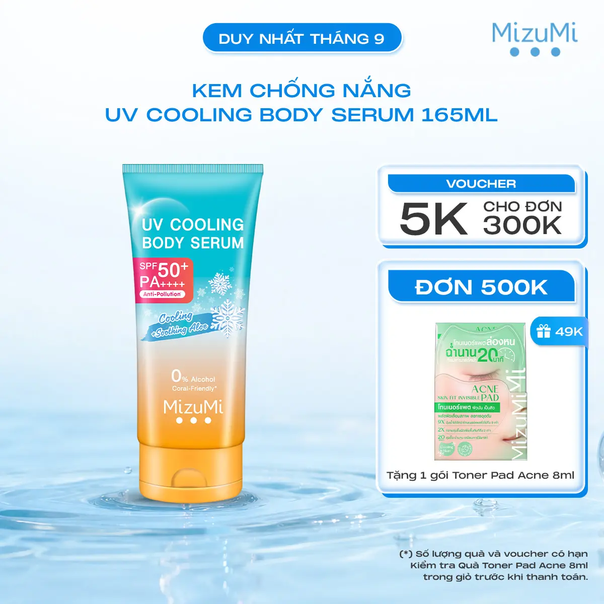 Kem Chống Nắng MizuMi UV Cooling Body Serum SPF50+ PA++++ 165ml