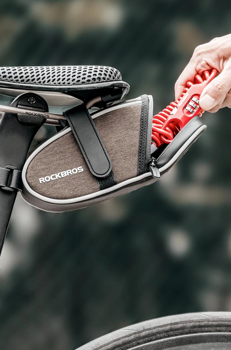 Product Introduction of ROCKBROS Bicycle Lock Portable Anti-theft Safety Password Steel Cable Chain Security Password 3 Digit Lock Helmet Lock Accessory 28
