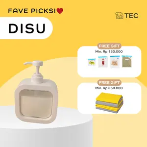 【TEC】DISU Soap Dispenser Botol Refill Sabun Cair Cuci Tangan Piring 300ml Estetik Minimalis Korea Tempat Sabun Transparan Berkualitas Cantik