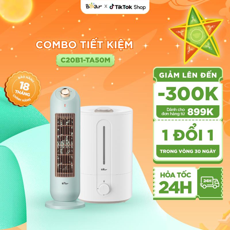 Combo Máy Sưởi Gốm Bear Máy Sưởi Đứng Và Máy Phun Sương Tạo Ẩm Cân Bằng Độ Ẩm Phòng