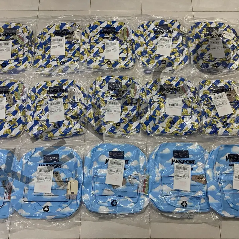 [READY/COD] tas ransel JANSPORT MOTIF SUPERBREAK LARGE FULL EMBOSS TAG HOLO BARCODE - pria wanita unisex anti air waterproof banana awan art blue cloud comic 2
