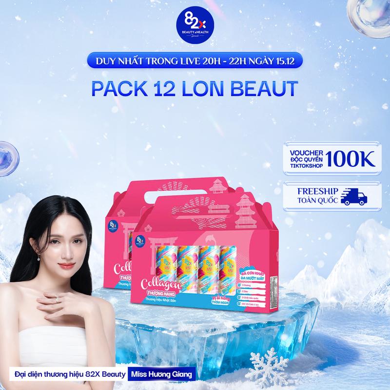   Deal 5  Pack 12 Lon Nước Uống 82X Beaut Giải Khát Lành Mạnh Bổ Sung Collagen Không Đường Ít Calo Vị Ổi Hồng 245ml Lon  82X BeautBRAND  