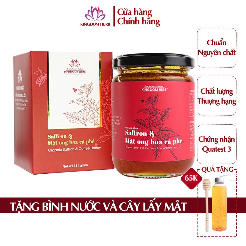 Saffron ngâm mật ong Kingdom Herb hữu cơ chính hãng nhụy hoa nghệ tây saffron matong hộp 311g + quà tặng 