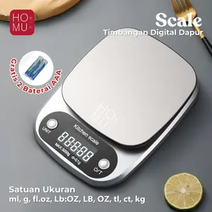 HOMU Scale Timbangan Dapur Mini Digital 8 Mode Scale Waterproof 5kg 0.1g Timbangan Kopi Waterproof Stainless Steel