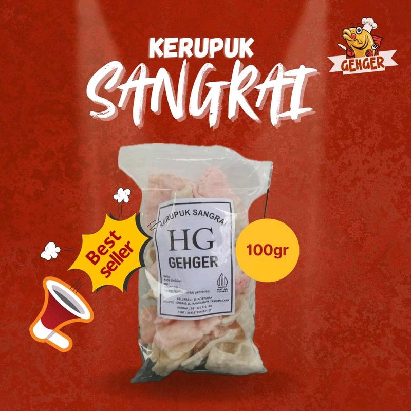 Kerupuk upil pasir Sangrai HG Gehger 100Grm Camilan Cemilan Kering Keripik Food Snack Cikur Merah Putih Makanan upil pasir 0