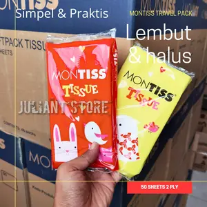 PAKET 20 PCS Tisu Montiss Travel Pack 50 sheets 2 Ply Facial tissue