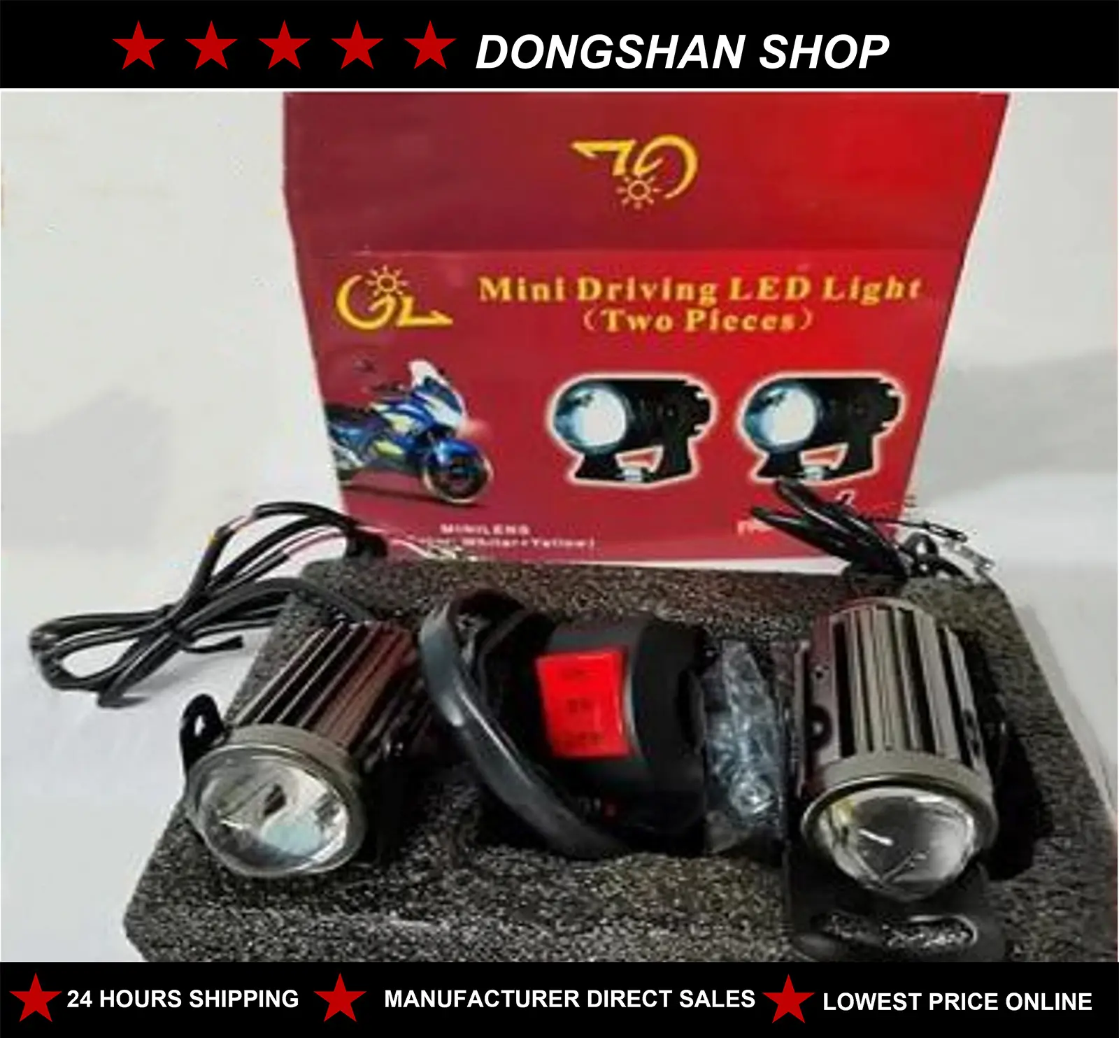 RED BOX Mini Driving Light White+Yellow Pair With FREE 2pcs Brackets+Domino 3Way Switch murang  mini