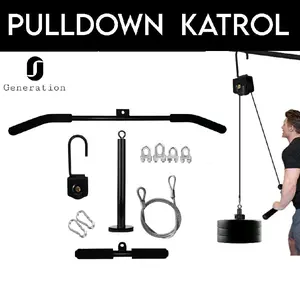 Set Alat Fitness Katrol Rumah Cable Pulley System Lat Pulldown & Tricep Bicep Outdoor
